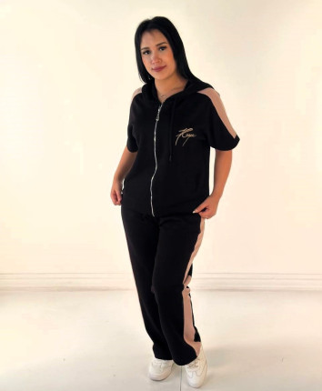 Costum sport dame 17661 Negru-cafeniu