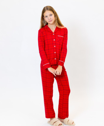 Pijama-pantaloni TF23801 Rosu print carouri