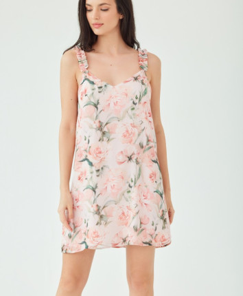 Rochie dame WR0102S Roz-print bujor