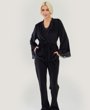 Chimono-pantalon, top TC23638 Negru