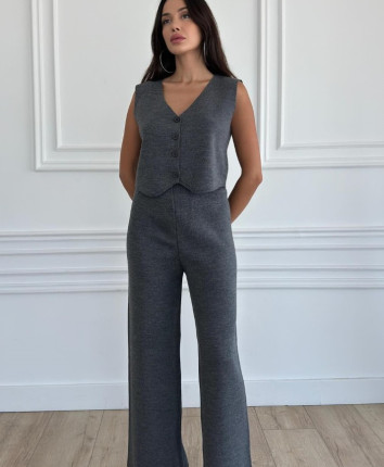 Costum-pantaloni dame 24044 Gri închis