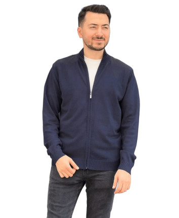 Cardigan barbati cu fermoar 2262 Albastru inchis