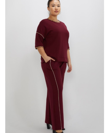 Costum dame - tricou, pantaloni 17865 Bordo