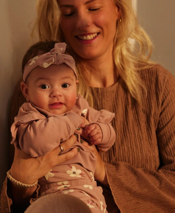 Costum baby - hanorac, pantaloni, bentita O56421-35 Violet deschis