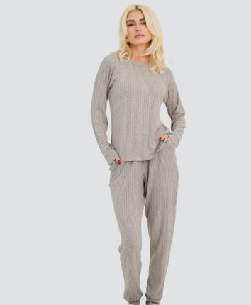 Pijama-pantaloni dame TK23639 Cafeniu