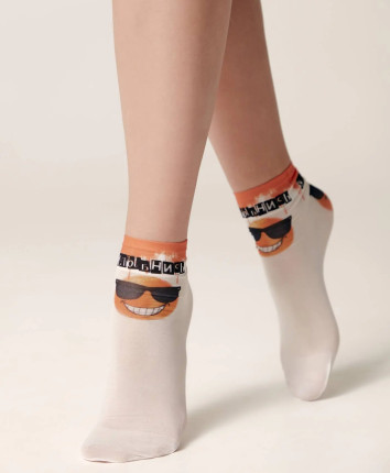 Sosete femei FANTASY 18C-76 Alb-orange 247