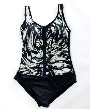 Costum de baie dame intreg 67278 Negru-Bej