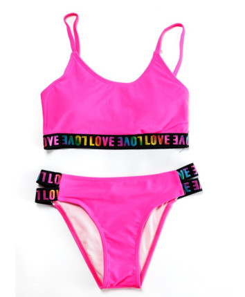 Costum de baie fete separat 26067 Roz