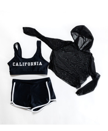 Set - costum de baie fete separat, top 8891 Negru