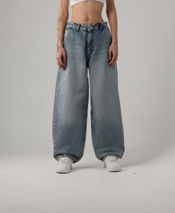 Pantaloni dame denim 52535 Albastru deschis