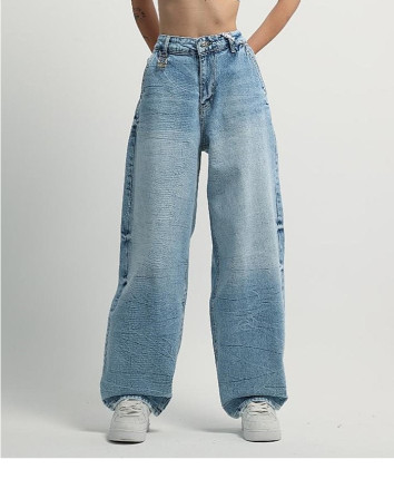 Pantaloni dame denim 52429 Albastru deschis