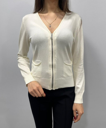 Cardigan cu fermoar dame 24K284322 Ivory