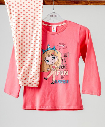 Pijama-pantaloni fete 15900-3 Roz