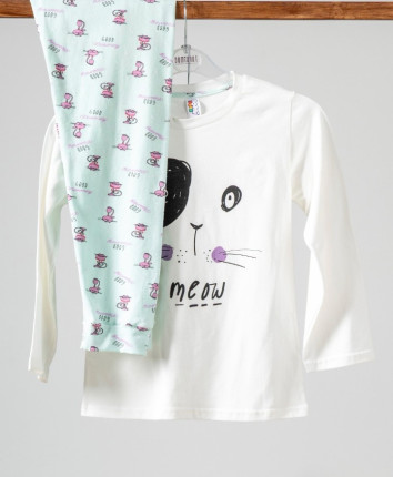 Pijama-pantaloni fete 15900-4 Alb