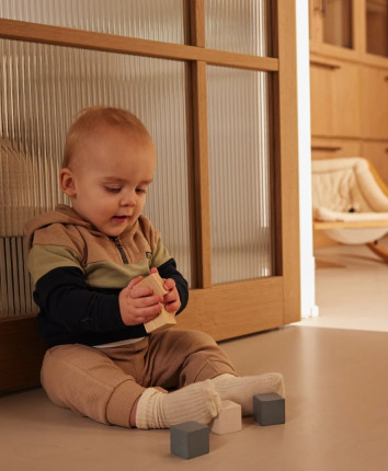 Costum baby - hanorac, pantaloni O56673-35 Bej-Gri