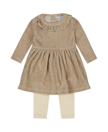 Set baby - rochie, pantaloni O56343-35 Bej-Gri