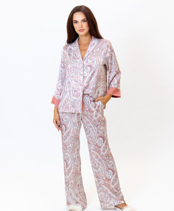 Pijama-pantaloni M23703 Somon-print pepenas