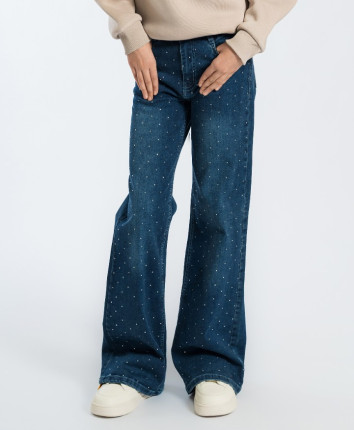 Pantaloni denim fete O56089-1 Albastru