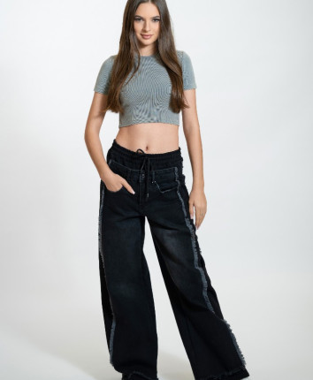 Pantaloni dame denim 52711 Negru