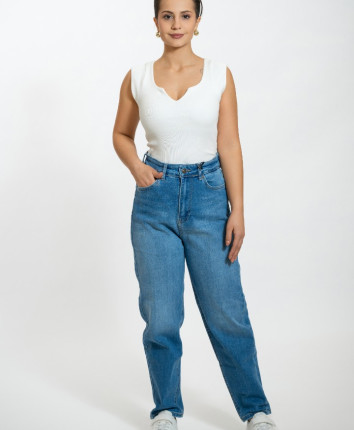 Pantaloni dame denim 52824-1 Albastru deschis