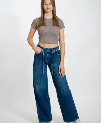 Pantaloni dame denim 52829-1 Albastru