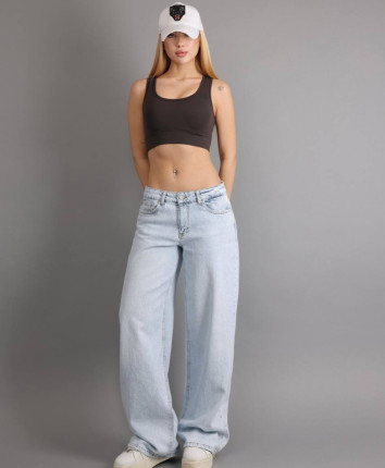 Pantaloni dame denim 53024 Albastru deschis