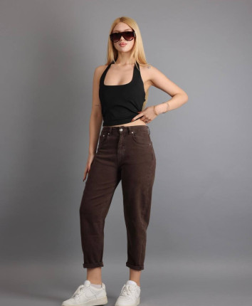 Pantaloni dame denim 52859 Cafeniu