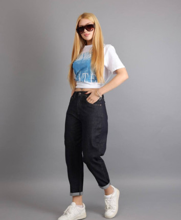 Pantaloni dame denim 53065 Albastru