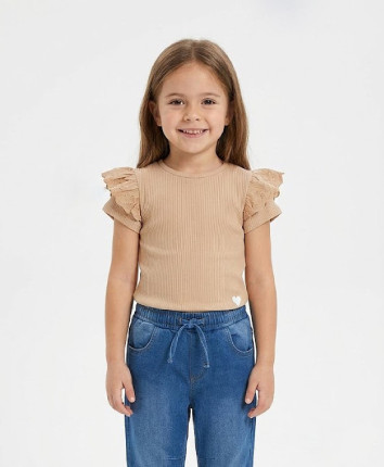 Tricou fete 556-1789.1 Bej deschis