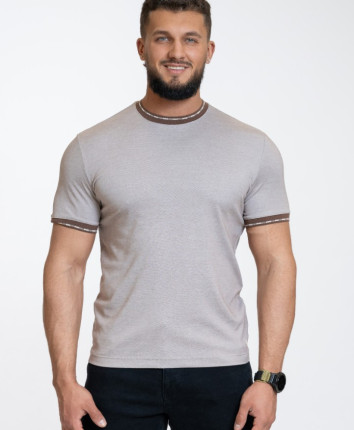 Tricou barbati 11411-1107 Bej-coffe