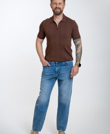 Pantaloni barbati denim 81063 Albastru deschis