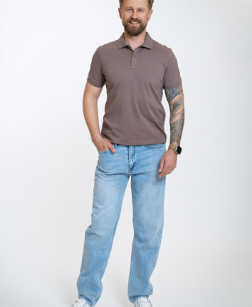 Pantaloni barbati denim 81084 Albastru deschis