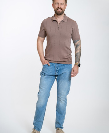 Pantaloni barbati denim 81097 Albastru deschis