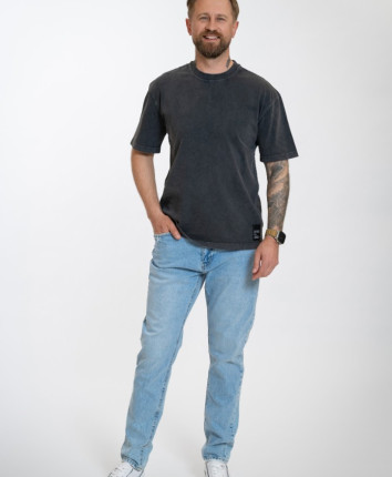 Pantaloni barbati denim 81098 Albastru deschis