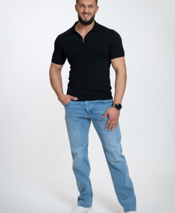 Pantaloni barbati denim 81118 Albastru deschis