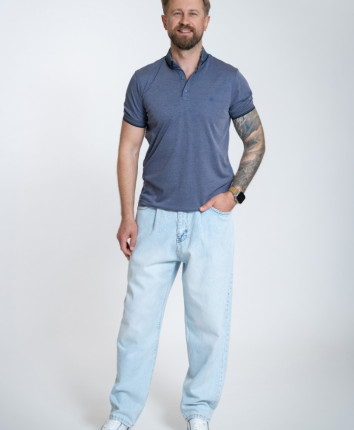 Pantaloni barbati denim 81204 Albastru deschis