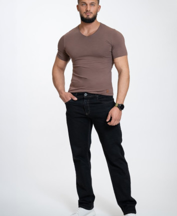 Pantaloni barbati denim 81300 Negru-cafeniu