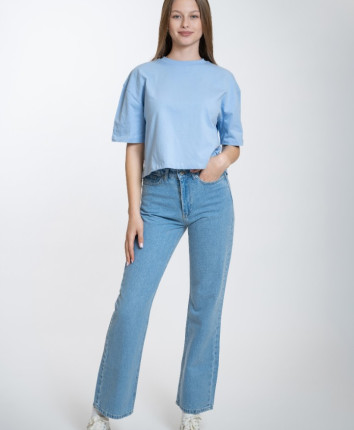 Pantaloni dame denim 52950-1 Albastru deschis