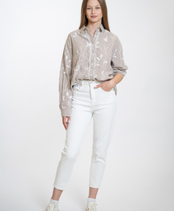 Pantaloni dame denim 53004 Alb