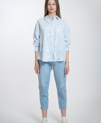 Pantaloni dame denim 53005 Albastru deschis
