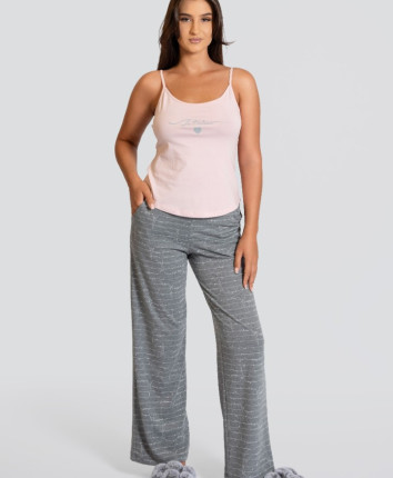 Top pantaloni T23840 Roz-gri