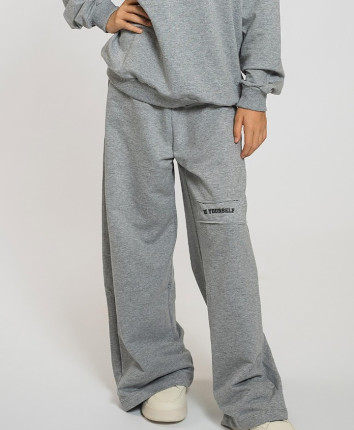 Pantaloni sport fete 411-5488.1 Gri melange
