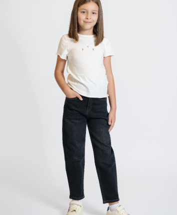 Pantaloni fete denim 53171 Negru