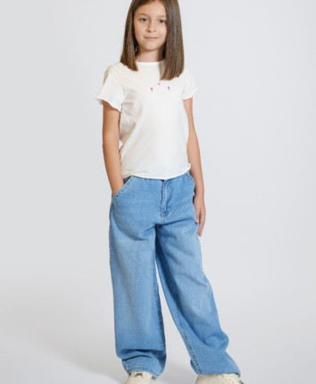 Pantaloni fete denim 53172-2 Albastru deschis