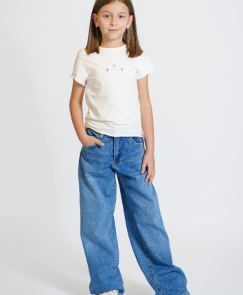 Pantaloni fete denim 53174-1 Albastru