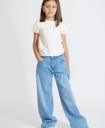 Pantaloni fete denim 53174-2 Albastru deschis