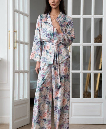 Set pantaloni, kimono 4966 Albastru deschis
