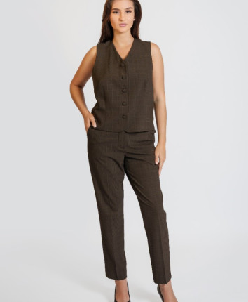Pantaloni dame WP0140/3V Cafeniu carou