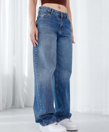 Pantaloni dame denim 53327 Albastru-cafeniu Skater