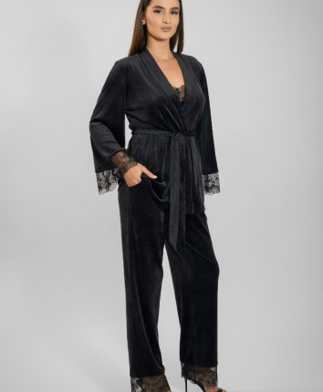 Chimono-pantalon, top dame TC23638-1 Negru